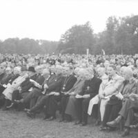 Abschlussversammlung zum Evangelischen Kirchentag in Leipzig vom 7. bis 11.7.1954. Hier erprobte die SED eine gemäßigte Kirchenpolitik, die schnell aufgegeben wurde.