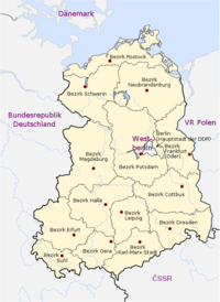 Die Bezirke der DDR (Grenzen und Bezeichnungen aus DDR-Sicht, 1989)