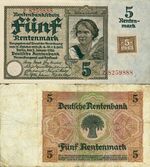 5 Rentenmark mit Klebemarke der SBZ 1948 - Das Neugeld der SBZ ab 23. Juni 1948